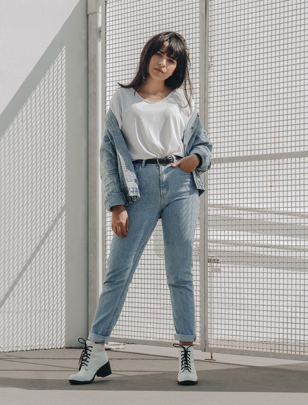 High waisted slim mom jeans