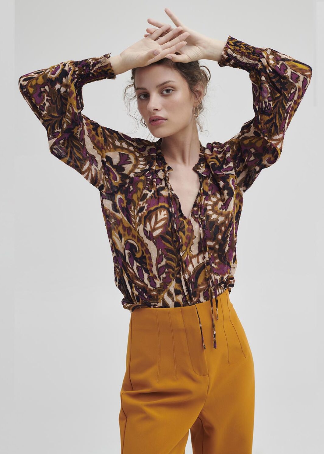 sunset purple mix shirt with long sleeve