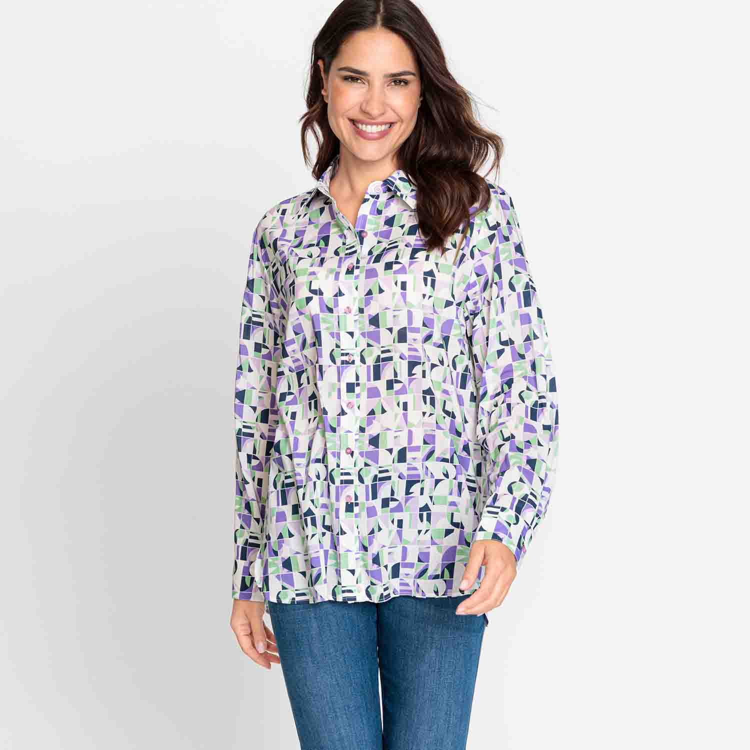 OLSEN Pastel Passion Blouse in Lilac - 12001851 1 Olsen Pastel Passion 24 02 01 70080 12001851