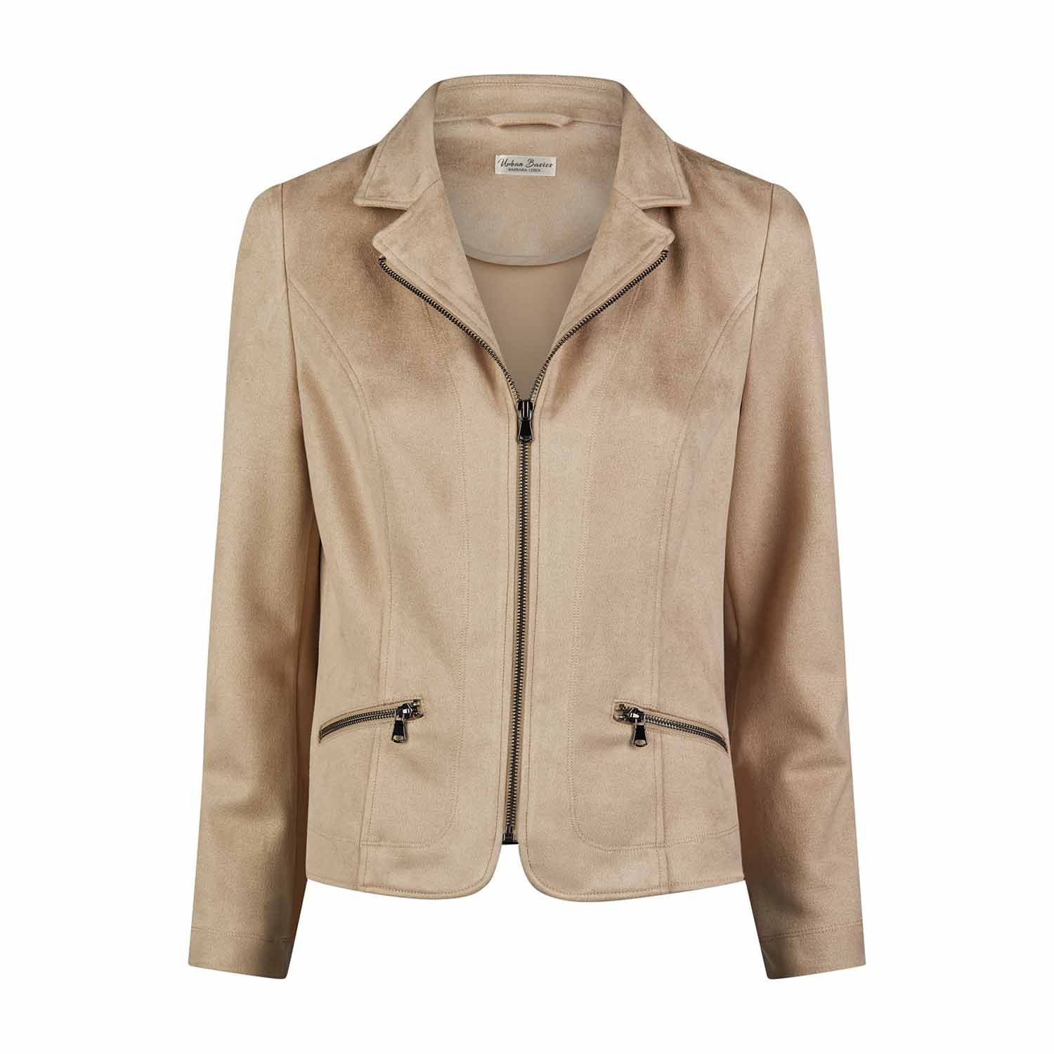 BARBARA LEBEK Faux Suede Biker Jacket in Beige - 25170042 1 Barbara Lebe Winter 2024 245 25170042