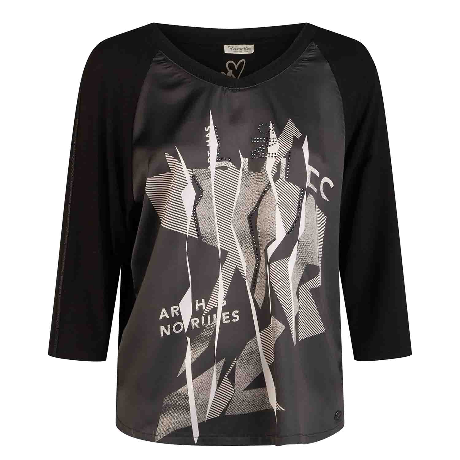 BARBARA LEBEK Satin Front Top With Abstract Print in Black - 15840042 1 Barbara Lebe Winter 2024 999 15840042