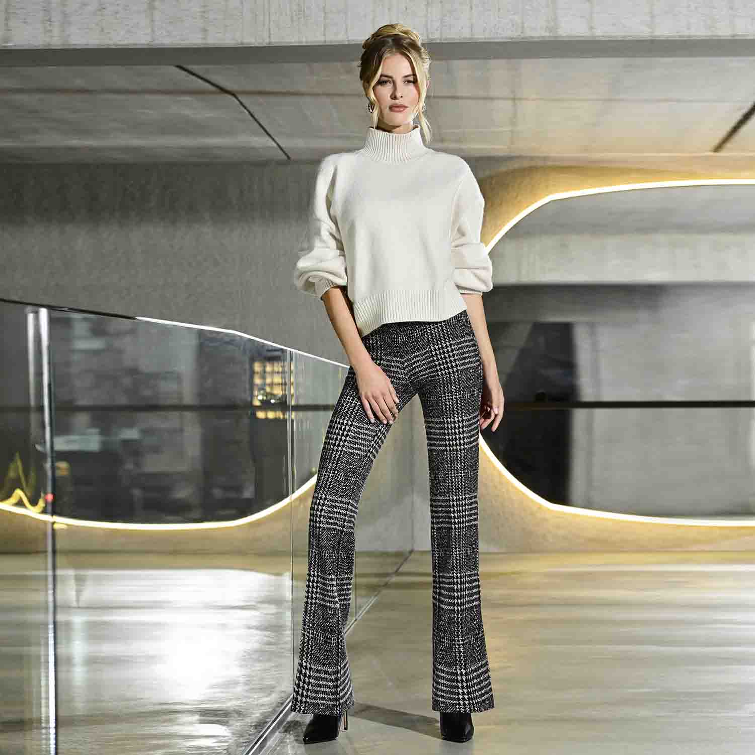 ROBELL Joella Trousers Herringbone Check in Brown - 53474-5589 1 242 53474 05589R