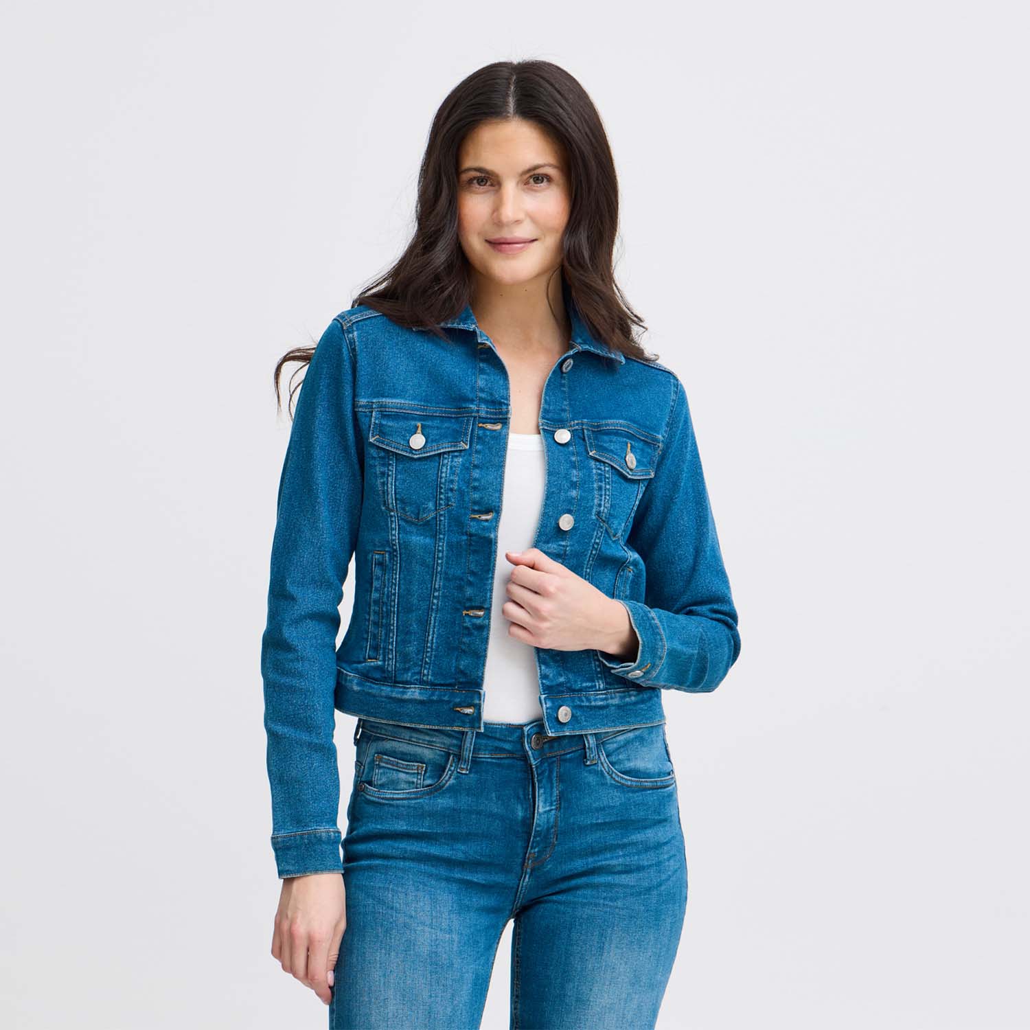 FRANSA DENIMA Jacket in Mid Blue Denim - 20615240-200988 1 20615240 200988