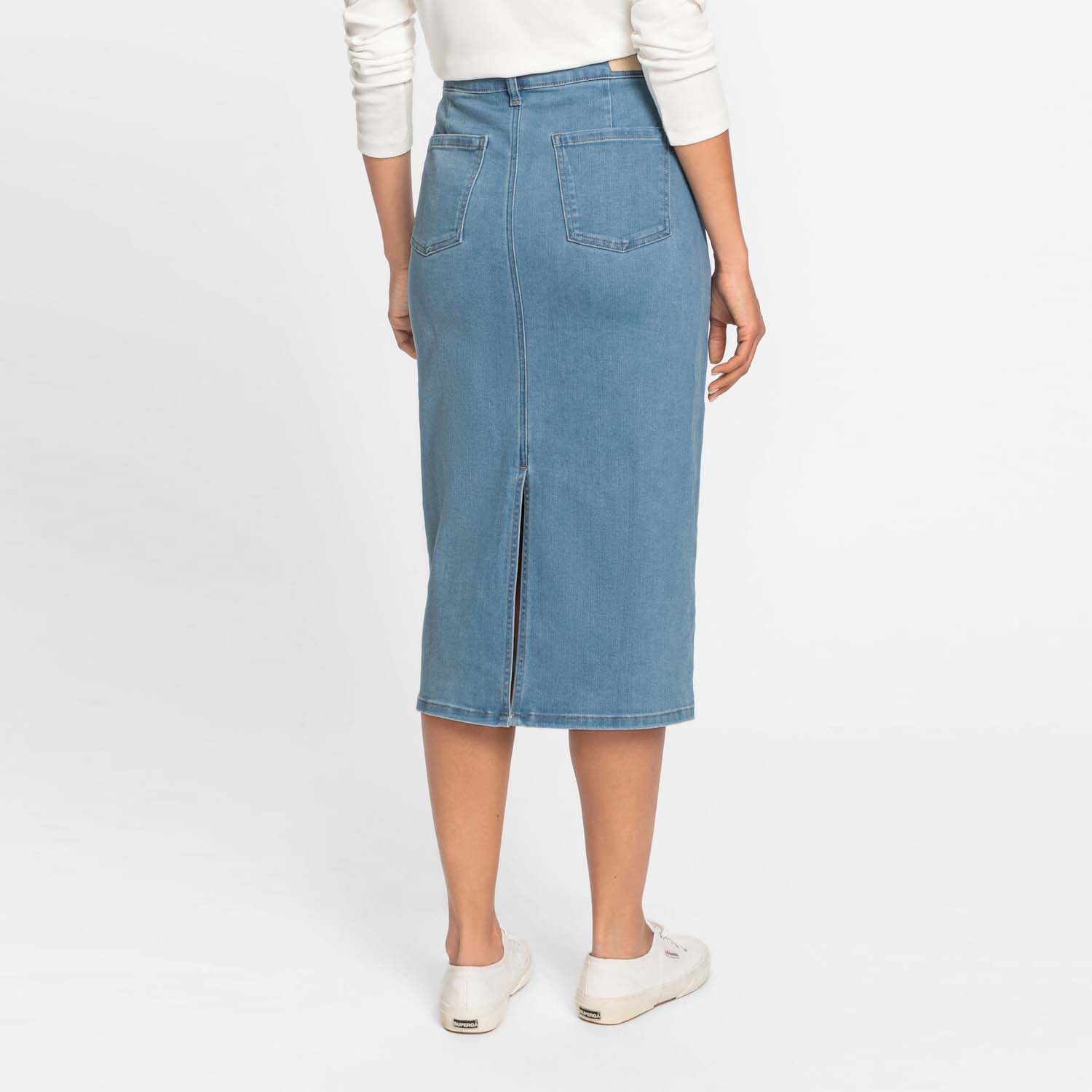 OLSEN Denim Skirt with Zipper and Button Closure - 16001383 2 16001383a