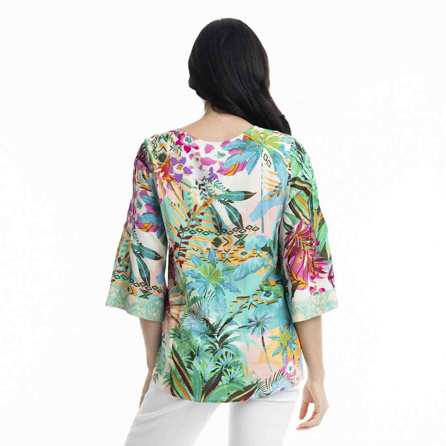 ORIENTIQUE Hanalei Placket V Neck Top - 9231 3 208305 l