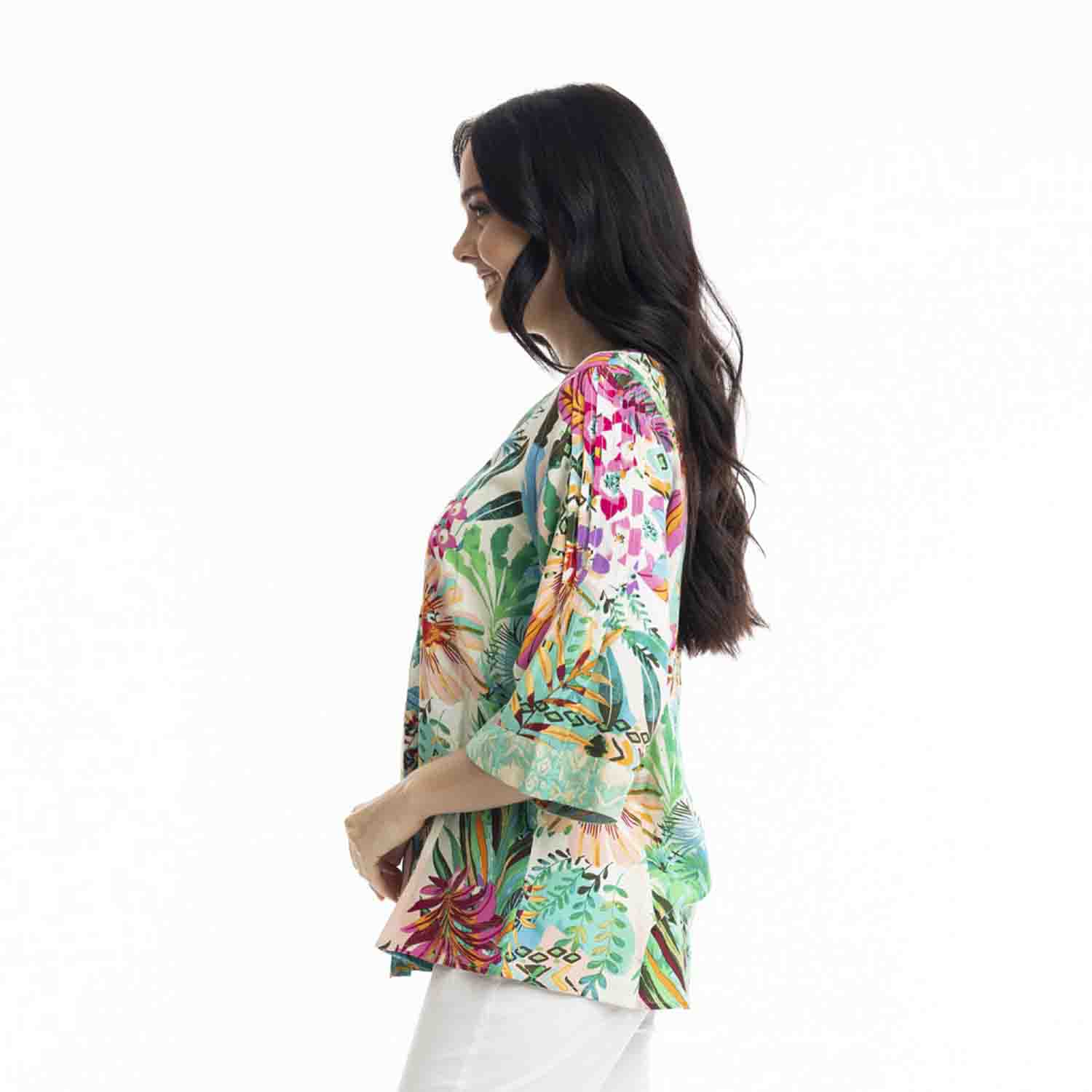 ORIENTIQUE Hanalei Placket V Neck Top - 9231 2 531940 l