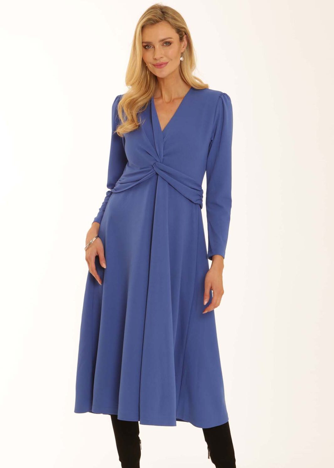 42554 solid jersey dress blue