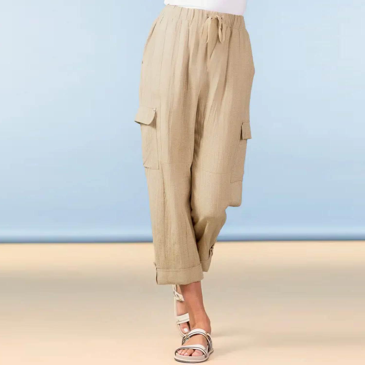 ALISON SHERI A47008 TROUSERS-SAND 1 ALISON SHERI A47008 TROUSERS-SAND