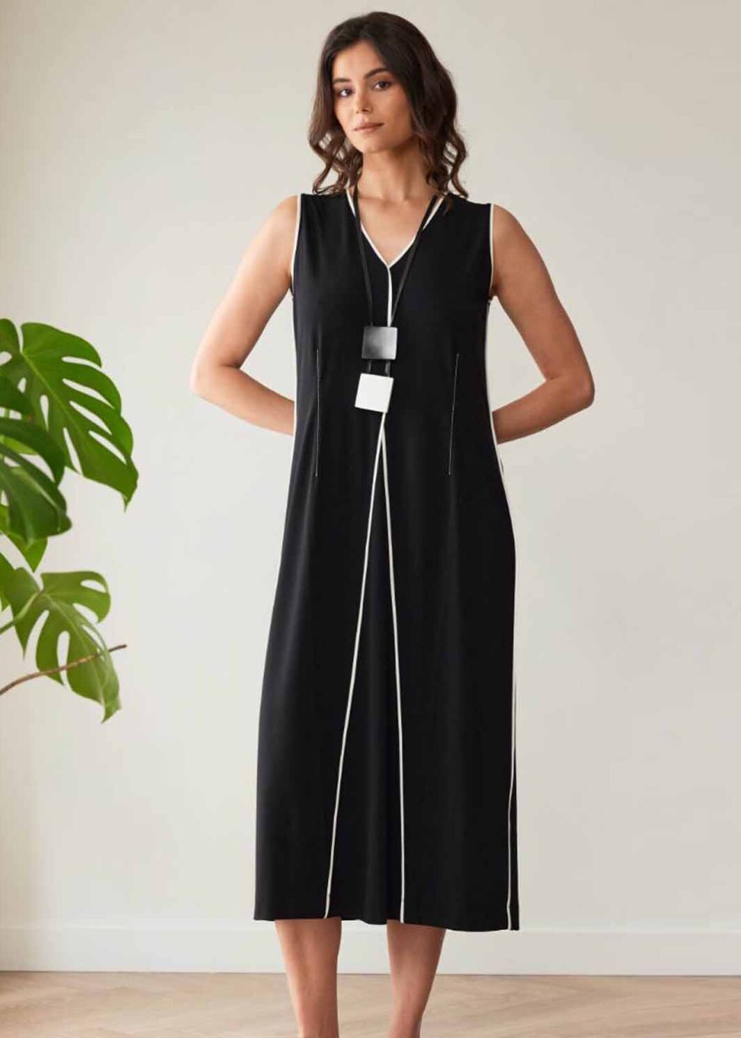 PERUZZI SS26115 PIPED DRESS-BLACK