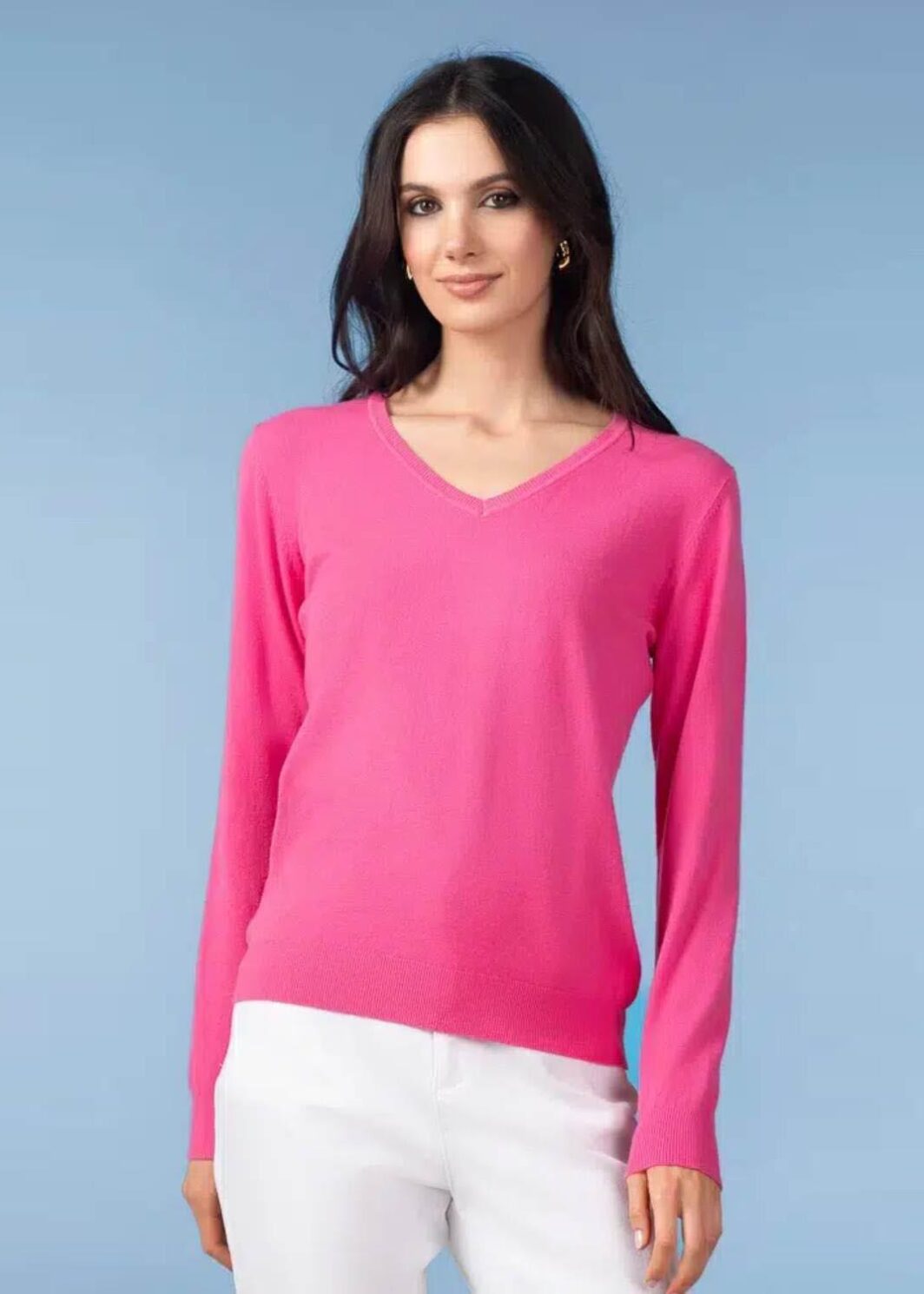 ALISON SHERI YRE703 V NECK JUMPER-FUCHSIA